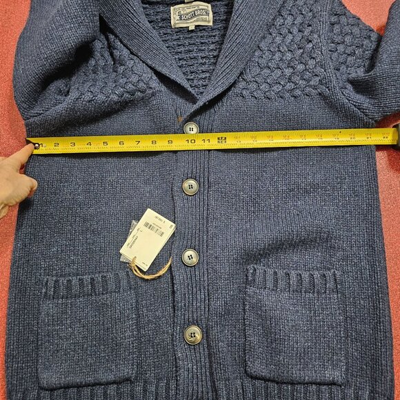 Schott Bros NYC Shawl Collar Cardigan Sweater L Corduroy Accent Fisherman Dad - Picture 7 of 12